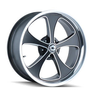  Ridler 645 5x5 bolt pattern Matte Black and Machined with Polished Lip