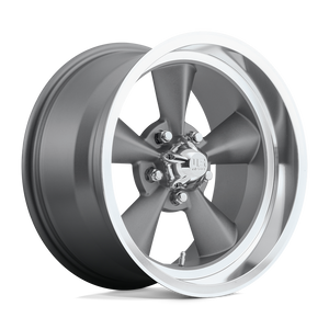U102 Standard 5x4.5 Bolt Pattern Textured Gray with Machined Lip by US Mags