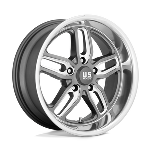 U129 Cten 5x4.75 Bolt Pattern Gunmetal and Milled Spokes with Diamond Cut Lip by US Mags