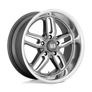  U129 Cten 5x5 Bolt Pattern Gunmetal and Milled Spokes with Diamond Cut Lip by US Mags