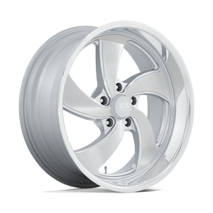 U134 Twisted Desparado 5x5 Bolt Pattern Silver Brushed Face with Diamond Cut Lip by US Mags