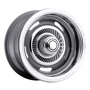55 Steel Rally 5x5 Bolt Pattern Grey with Chrome Beauty Ring by Vision