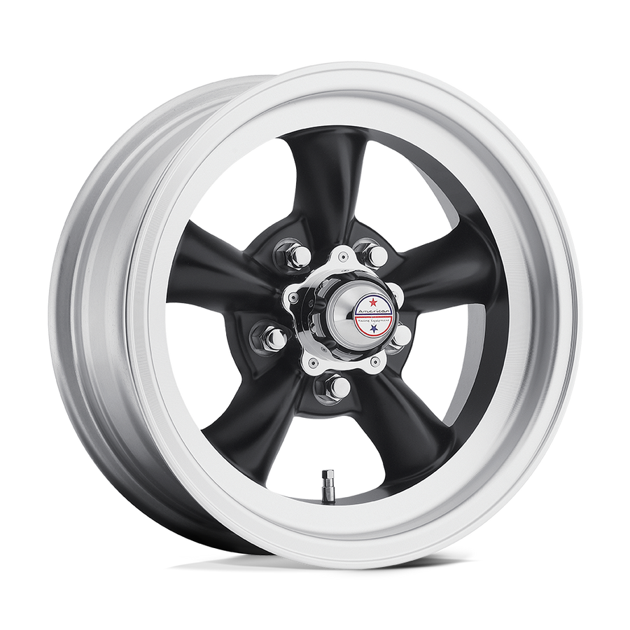 VN105 Torq Thrust D Satin Black Machined Lip 15x7, 5/4.75 (5/120.65) Bolt Pattern, 3.76" Backspace, -6MM Offset, VN1055761B
