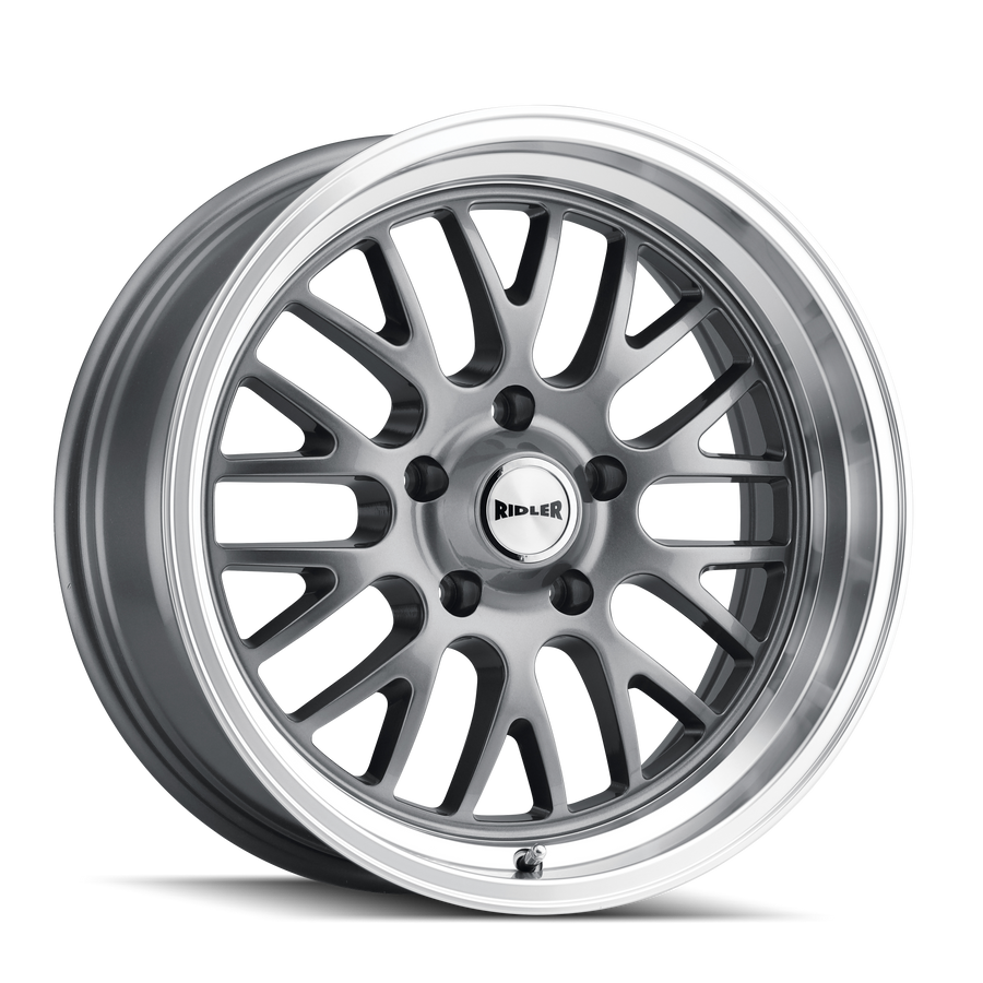 Ridler 607 Gloss Grey Machined 18x8, 5x4.5 (5x114.3) Bolt Pattern, 4.5" Backspace, 0MM Offset, 607-8865G