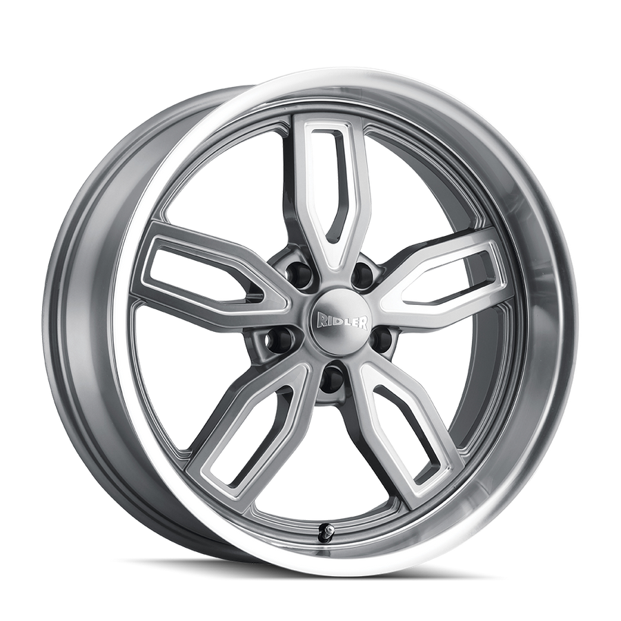 Ridler 608 Gloss Grey Milled 18x8, 5x4.75 (5x120.65) Bolt Pattern, 4.5" Backspace, 0MM Offset, 608-8861G