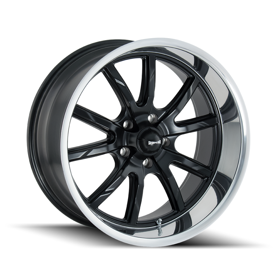 Ridler 650 Matte Black Polished 18x9.5, 5x4.75 (5x120.65) Bolt Pattern, 5.25" Backspace, 0MM Offset, 650-8961MB