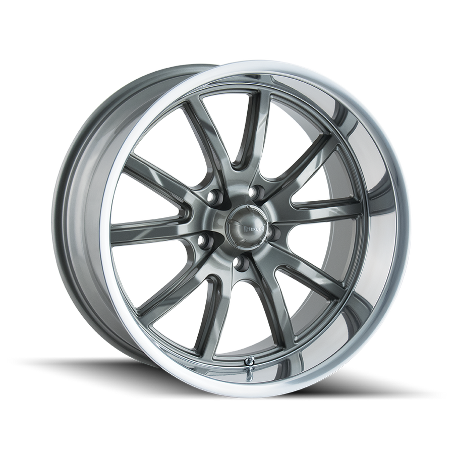 Ridler 650 Gloss Grey Polished 15x8, 5x4.5 (5x114.3) Bolt Pattern, 4.5" Backspace, 0MM Offset, 650-5865G