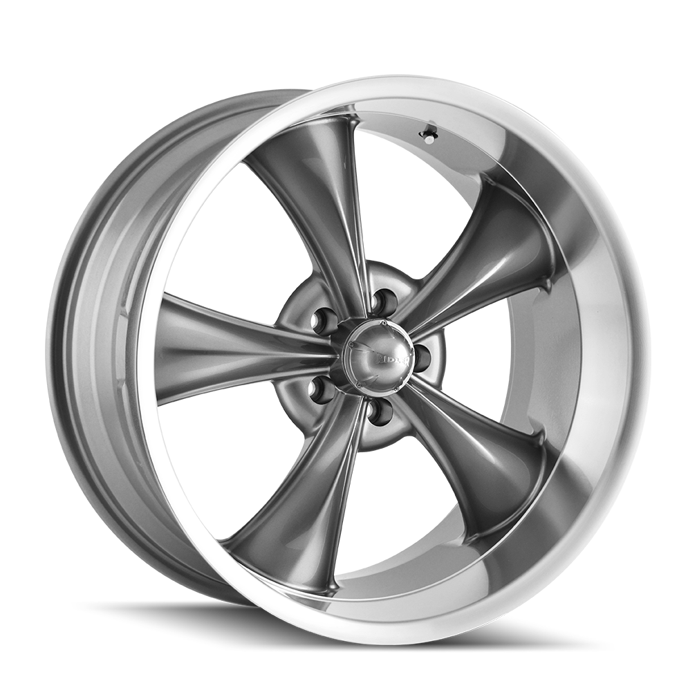 Ridler 695 Gloss Grey Machined 17x8, 5x4.5 (5x114.3) Bolt Pattern, 4.5" Backspace, 0MM Offset, 695-7865G