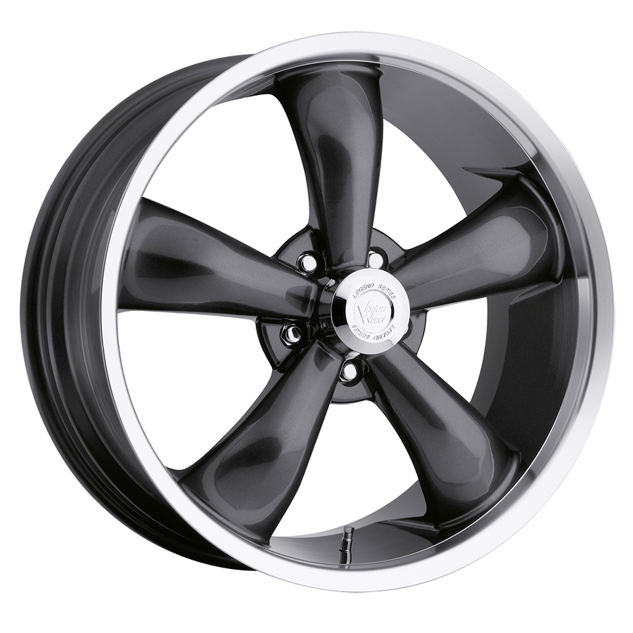 142 Legend 5 Gunmetal Machined Lip 18X8.5, 5x4.75 (5x120.65) Bolt Pattern, 5.125 Backspace, 10MM Offset, 142-8861GM10