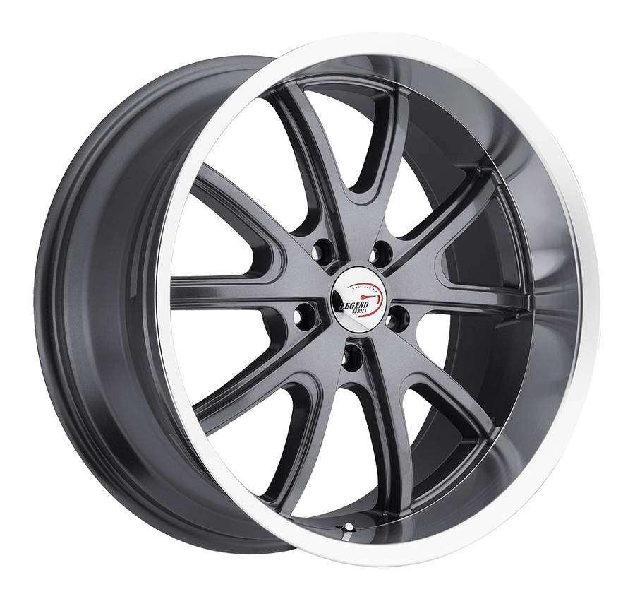 143 Torque Gunmetal Machined Lip 20X9.5, 5x4.75 (5x120.65) Bolt Pattern, 5.25 Backspace, 0MM Offset, 143-2961GMML0