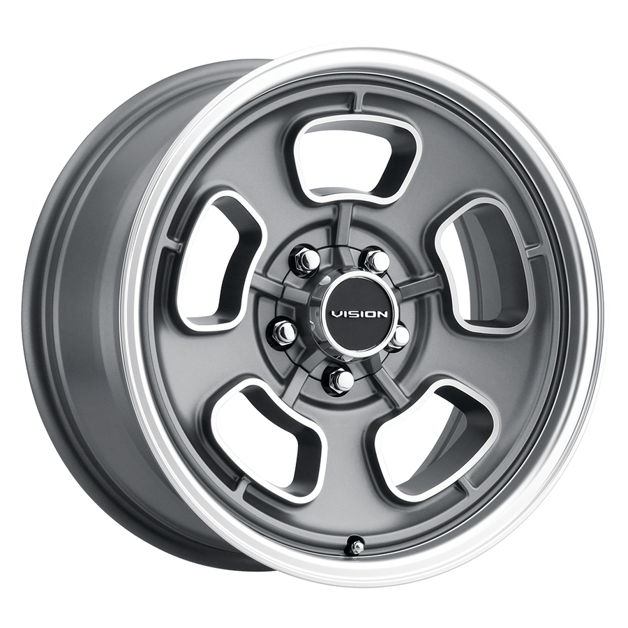 148 Shift Gray, Flat Gray, Machined Lip 15x8, 5x4.75 (5x120.65) Bolt Pattern, 4.5 Backspace, 0MM Offset, 148-5861SGMF0