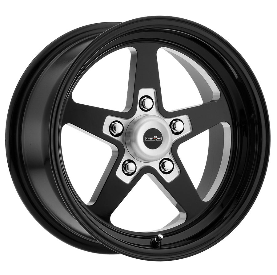 571 Sport Star II Gloss Black with Milled Center 15X7, 5x4.75 (5x120.65) Bolt Pattern, 4.0 Backspace, 0MM Offset, 571-5761B0