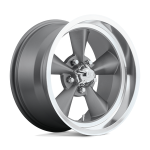  U102 Standard 5x5 Bolt Pattern Textured Gray with Machined Lip by US Mags
