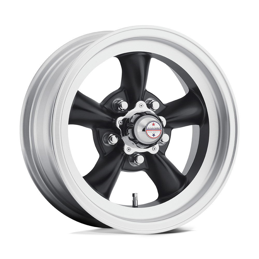 VN105 Torq Thrust D Satin Black Machined Lip 16x8, 5/4.5 (5/114.3) Bolt Pattern, 4.03" Backspace, -12MM Offset, VN1056865B