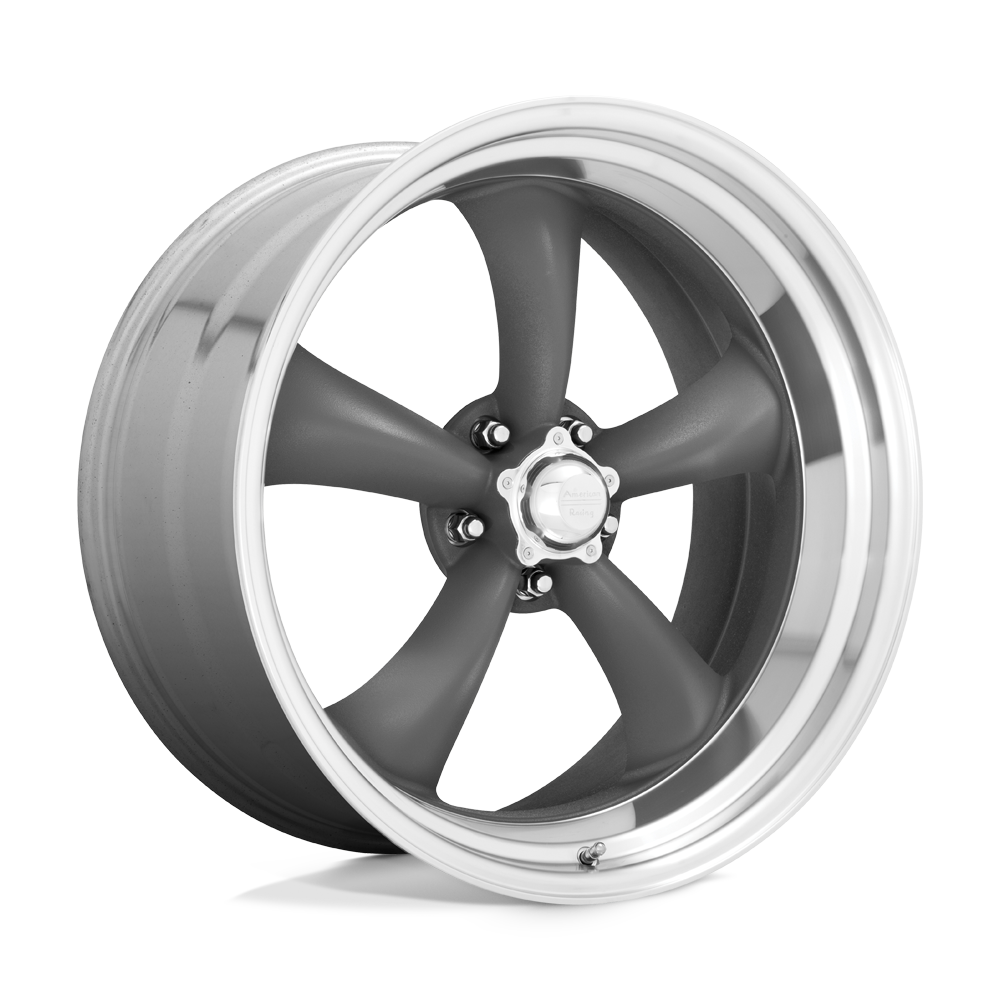 VN215 Classic Torq Thrust II Mag Gray Machined Lip 17x8, 5/4.5 (5/114.3) Bolt Pattern, 4.81" Backspace, +8MM Offset, VN2157866