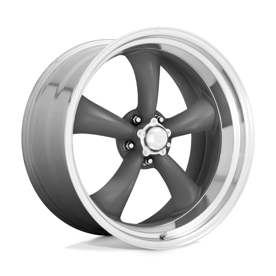 VN215 Classic Torq Thrust II Mag Gray Machined Lip 18x9, 5/4.75 (5/120.65) Bolt Pattern, 5" Backspace, 0MM Offset, VN2158961