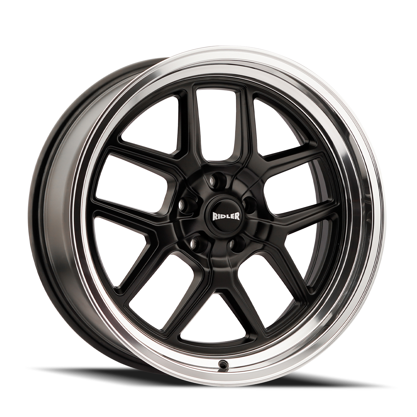 Ridler 610 Matte Black Polished 17x7, 5x4.75 (5x120.65) Bolt Pattern, 4" Backspace, 0MM Offset, 610-7761MB