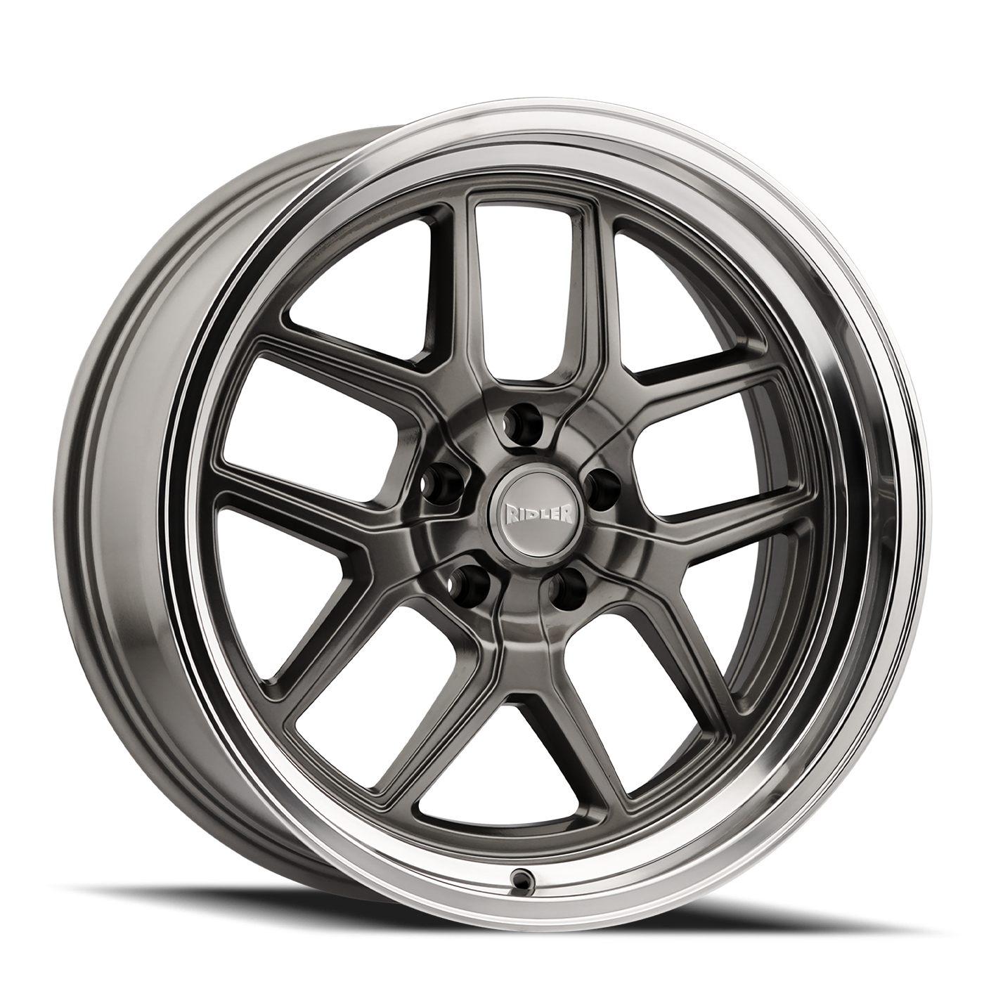 Ridler 610 Gloss Grey Polished 17x7, 5x5 (5x127) Bolt Pattern, 4" Backspace, 0MM Offset, 610-7773G