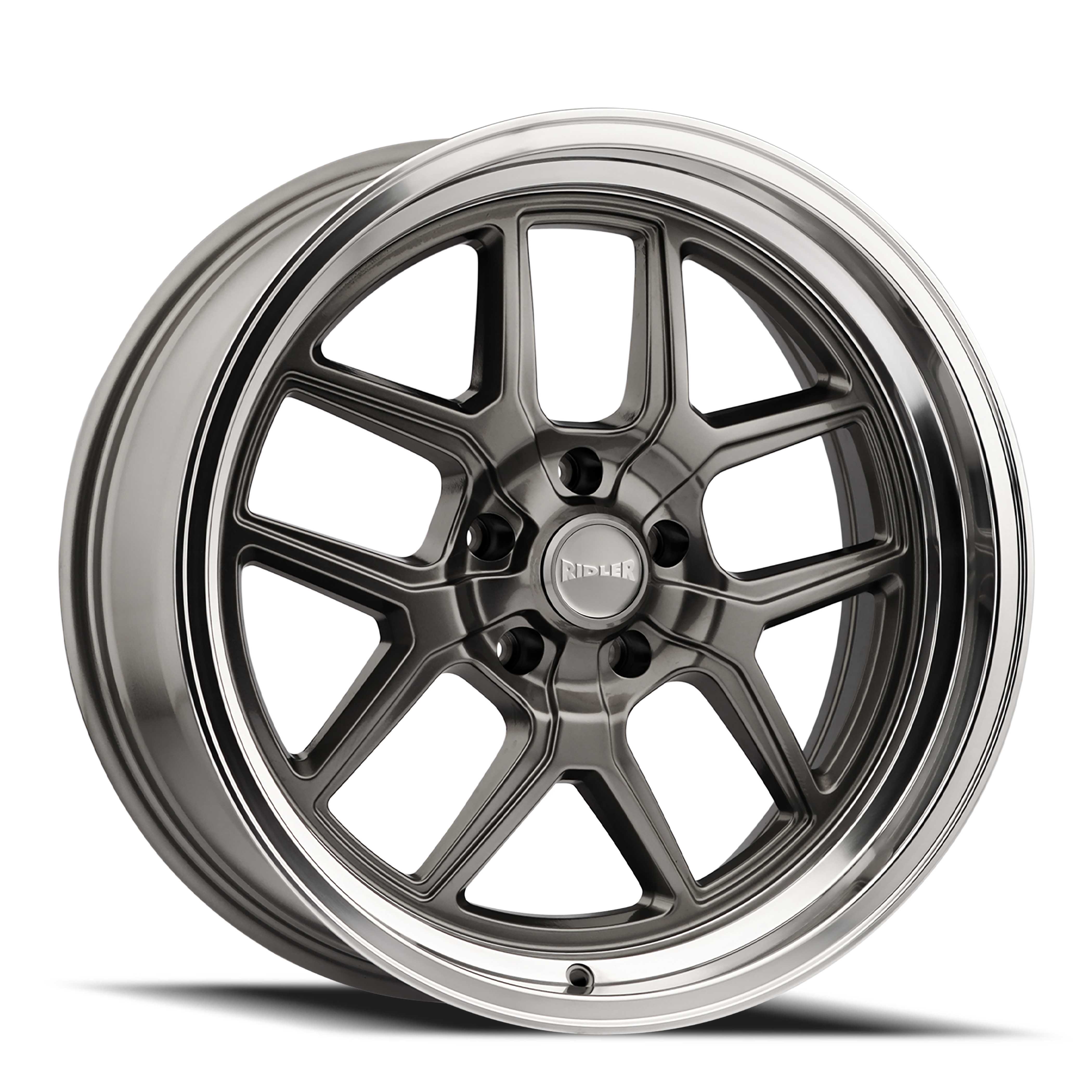 Ridler 610 Gloss Grey Polished 17x7, 5x5 (5x127) Bolt Pattern, 4" Backspace, 0MM Offset, 610-7773G