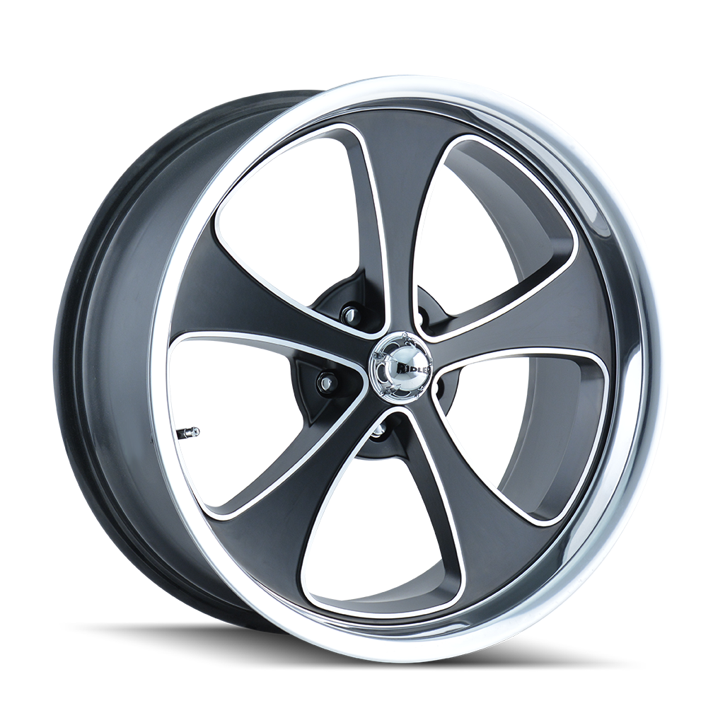 Ridler 645 Matte Black Machined And Polished 17x8, 5x4.5 (5x114.3) Bolt Pattern, 4.5" Backspace, 0MM Offset, 645-7865MBP