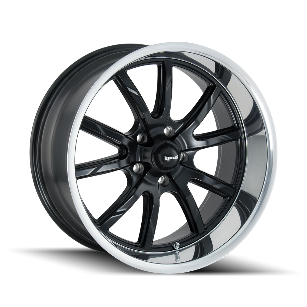 Ridler 650 Matte Black Polished 15x7, 5x5 (5x127) Bolt Pattern, 4" Backspace, 0MM Offset, 650-5773MB