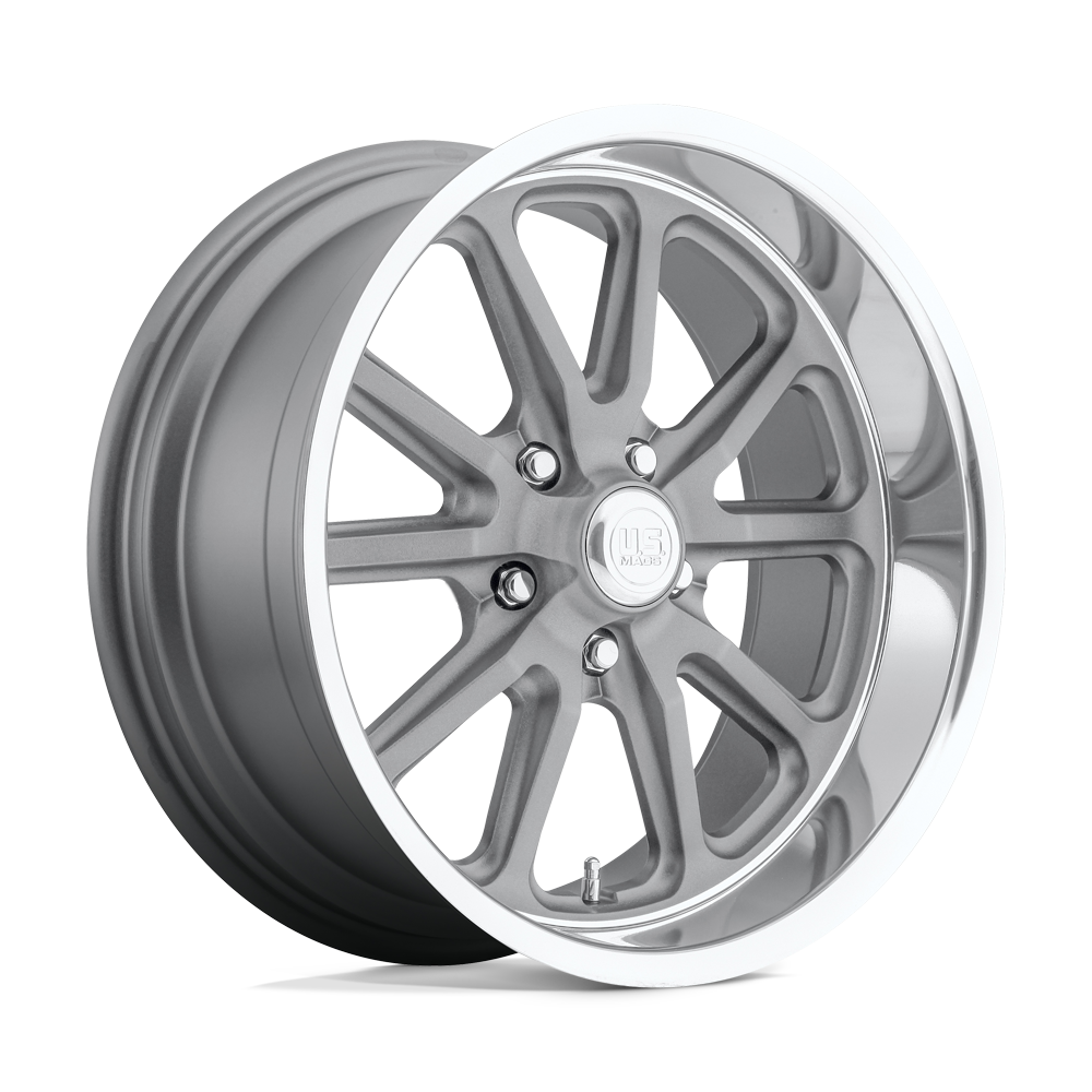 U111 Rambler Matte Gun Metal Machined 15x7, 5/4.75 (5/120.65) Bolt Pattern, 4.04" Backspace, +1MM Offset, U11115706140