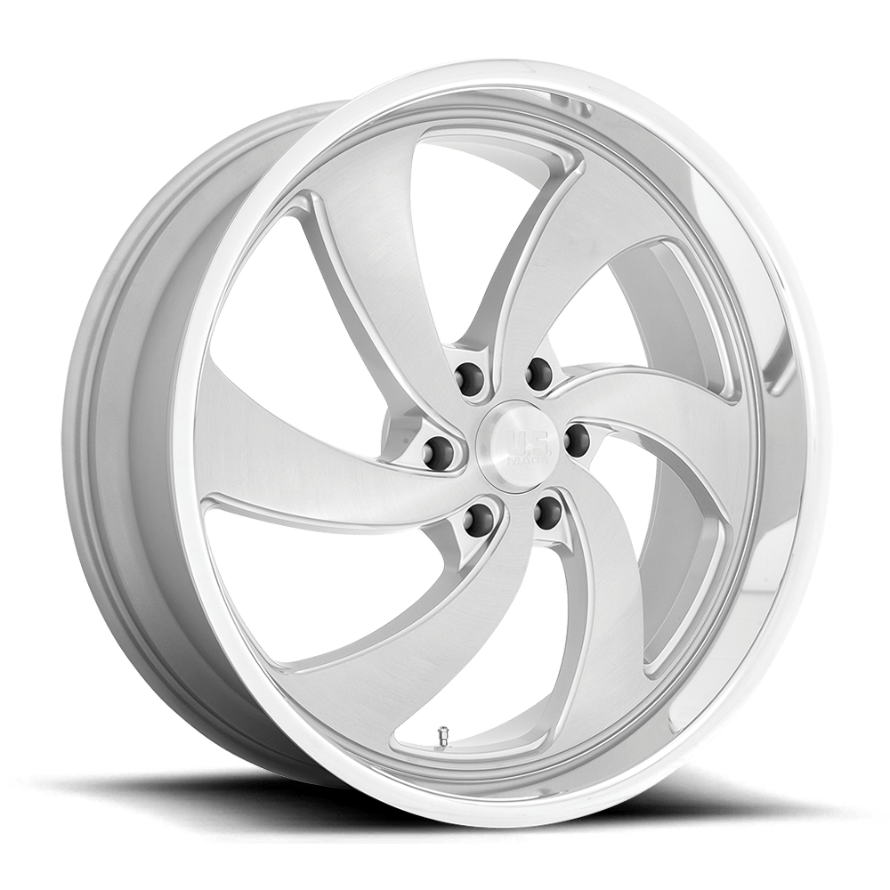 U134 Desparado (Left Directional) Silver Brushed Face Milled Diamond Cut Milled 24x10, 6/135 Bolt Pattern, 6.48" Backspace, +25MM Offset, U134240089+25L