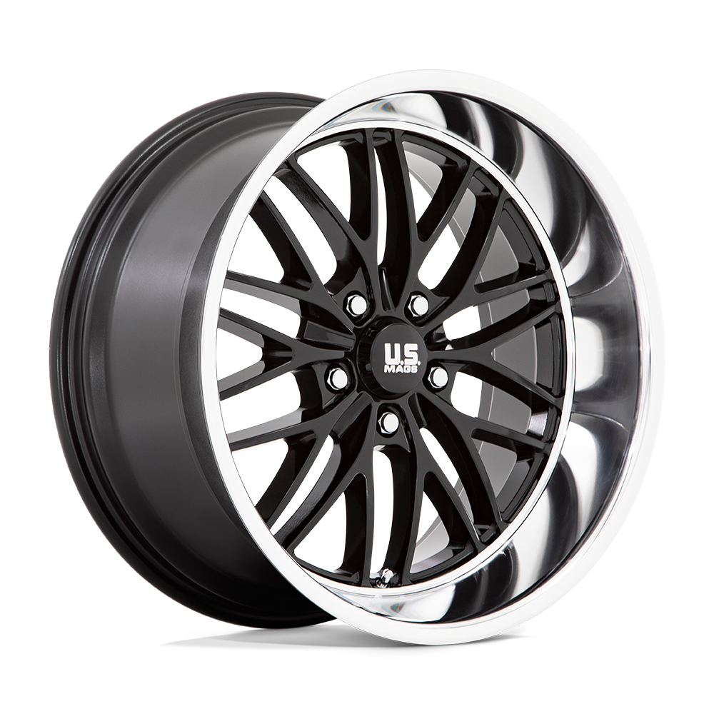 U138 Santa Cruz Gloss Black With Diamond Cut Lip 20x8.5, 5/4.75 (5/120.65) Bolt Pattern, 4.99" Backspace, +6MM Offset, U13820856150