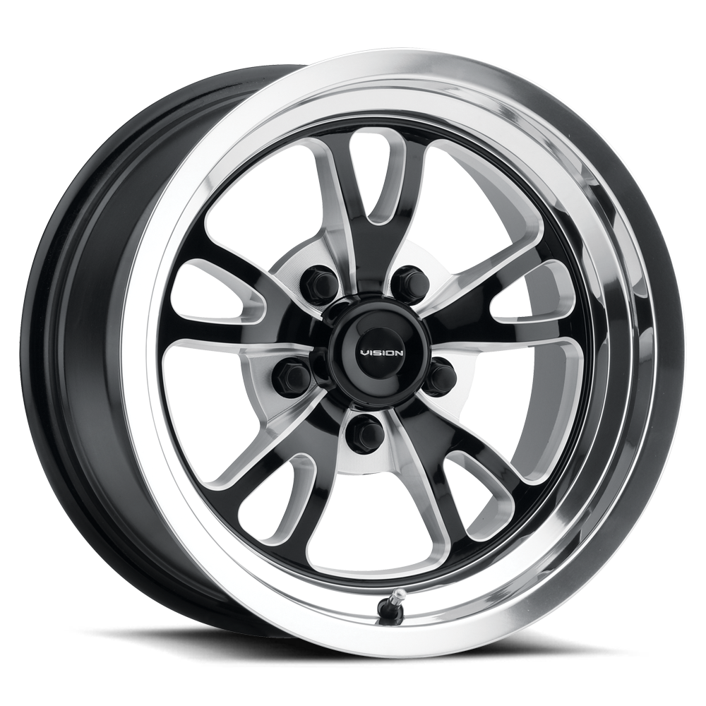 149 Patriot Gloss Black and Milled with Polished Lip 15X10, 5x4.5 (5x114.3) Bolt Pattern, 4.50 Backspace, -25MM Offset, 149-5165BMPL-25