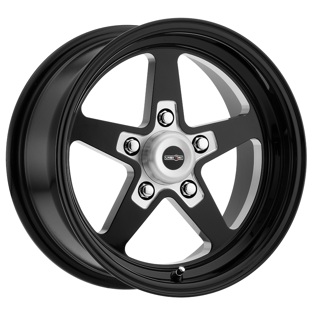 571 Sport Star II Gloss Black with Milled Center 15X10, 5x4.5 (5x114.3) Bolt Pattern, 5.50 Backspace, 0MM Offset, 571-5165B0